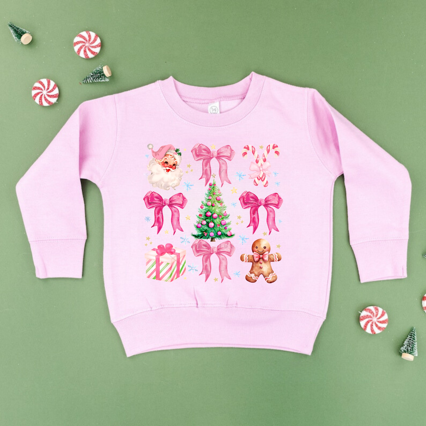 Santa Bows Pink Christmas Crewneck