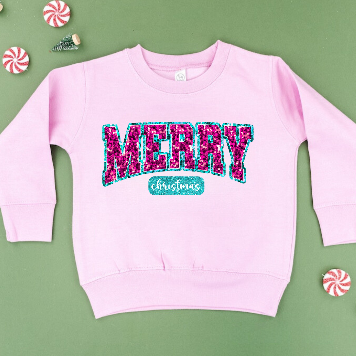 Faux Sparkly Merry Christmas University Christmas