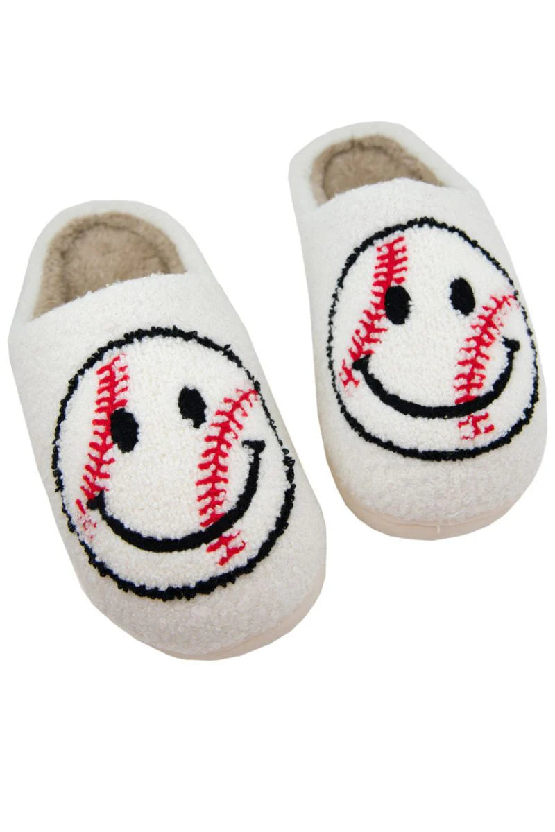 Baseball Happy Face Slippers for Women