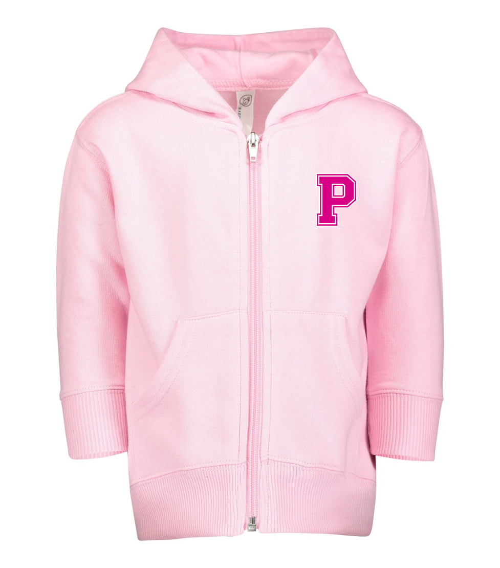 Petoskey Pink Game: Infant/ Toddler Zip Hooded Sweatshirt Petoskey "P"