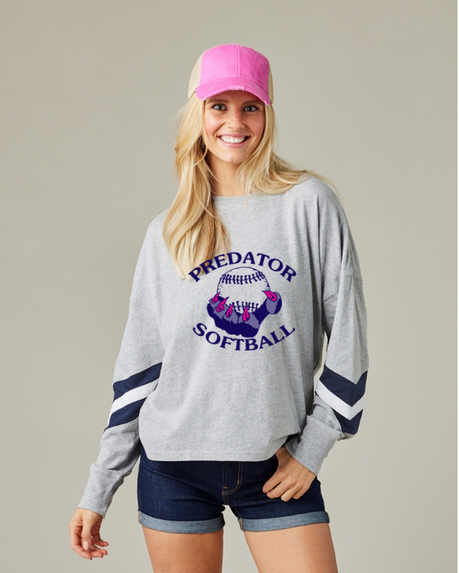 Petoskey Predators Ladies Essential Boxy Varsity Long Sleeve Tee