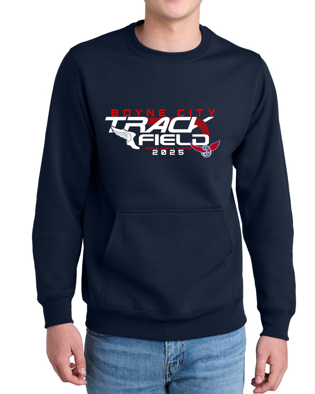 Cotton Blend Crewneck Sweatshirt with Pocket