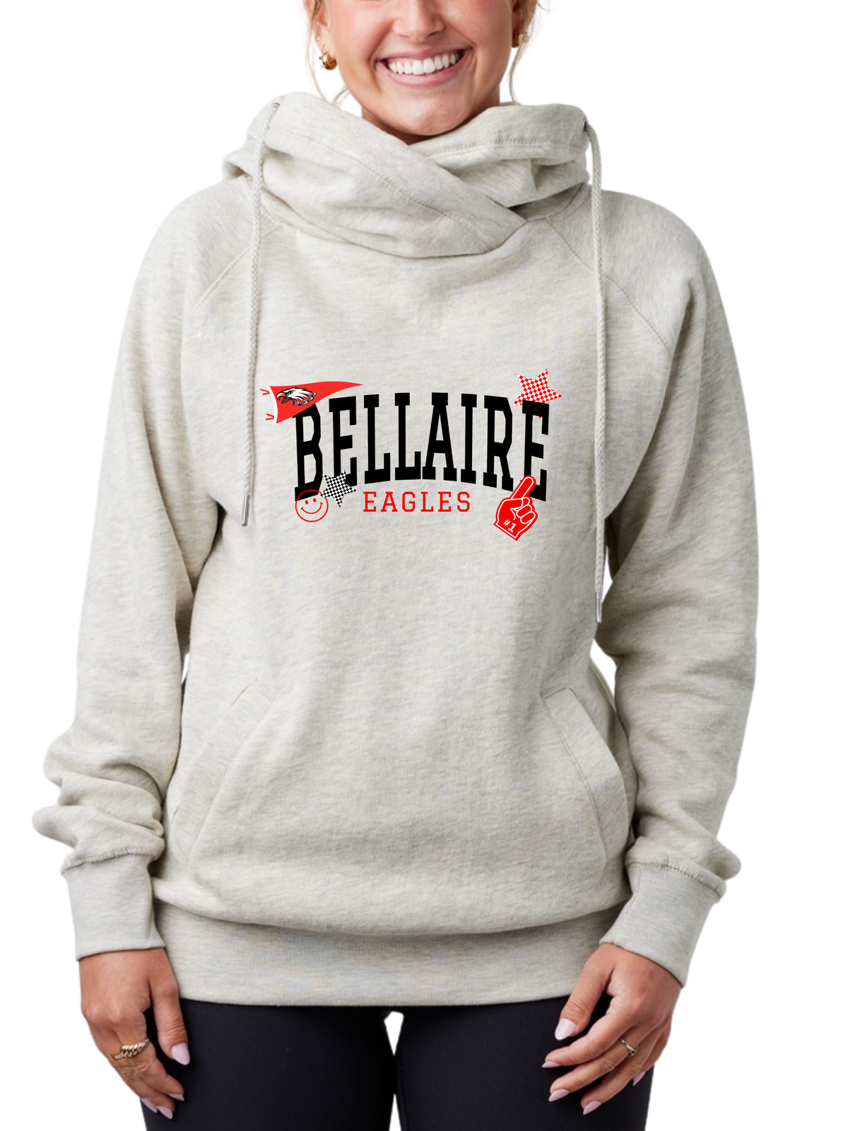 Bellaire Eagles: Enza® 32979 Ladies Classic Fleece Funnel Neck Pullover Hood
