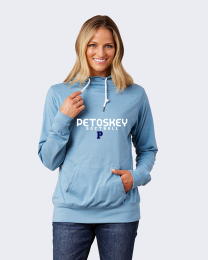 Enza® 09379 Ladies Long Sleeve Funnel Neck Hooded Tee