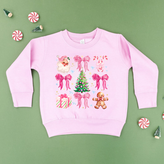 Santa Bows Pink Christmas Crewneck