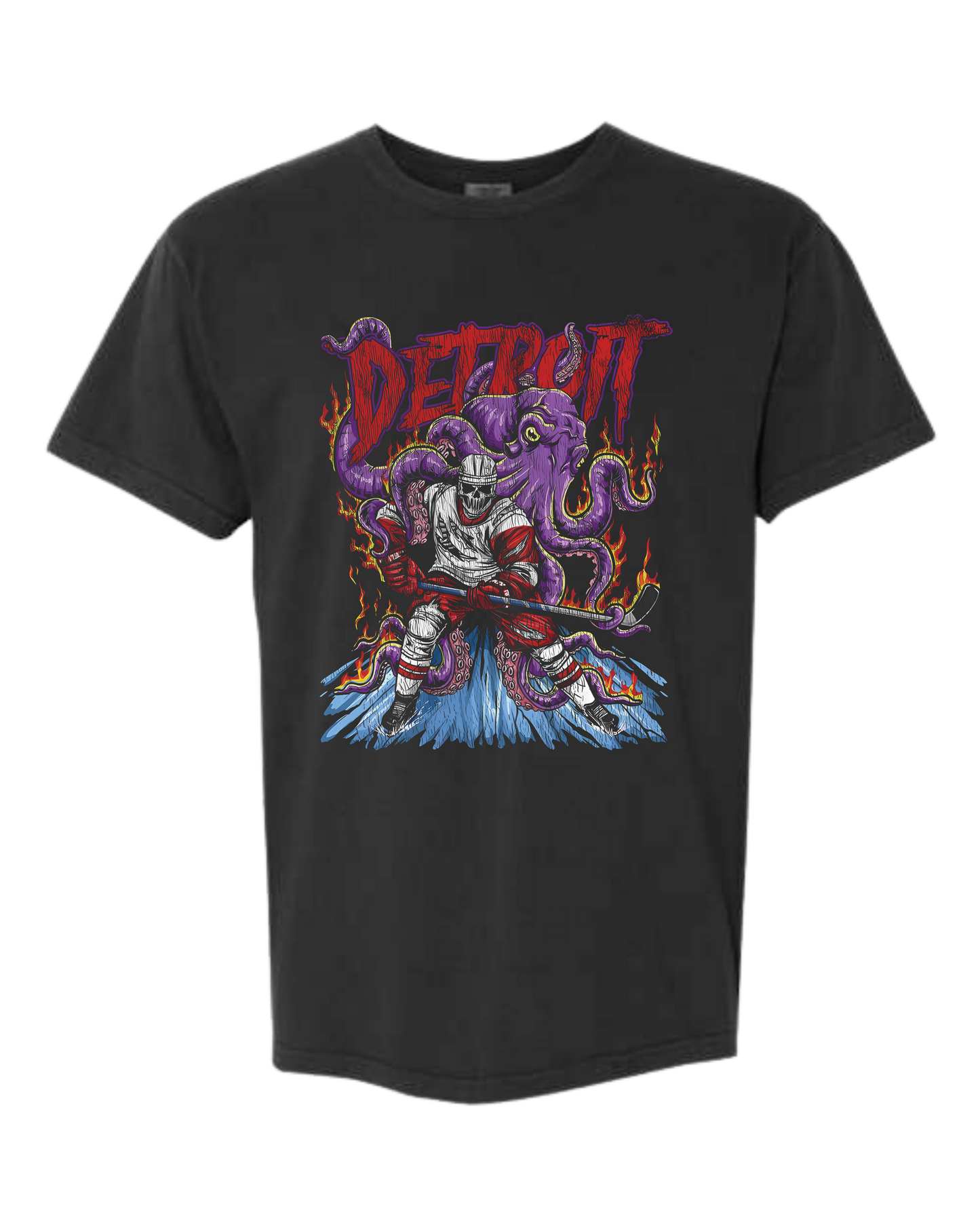 Detroit Skeleton Octopus Comfort Colors Tee