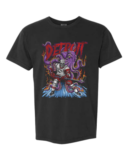 Detroit Skeleton Octopus Comfort Colors Tee