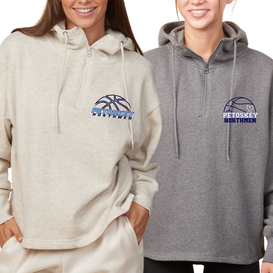 Enza Womens Boxy 1/2 Zip Sweatshirt with Hood