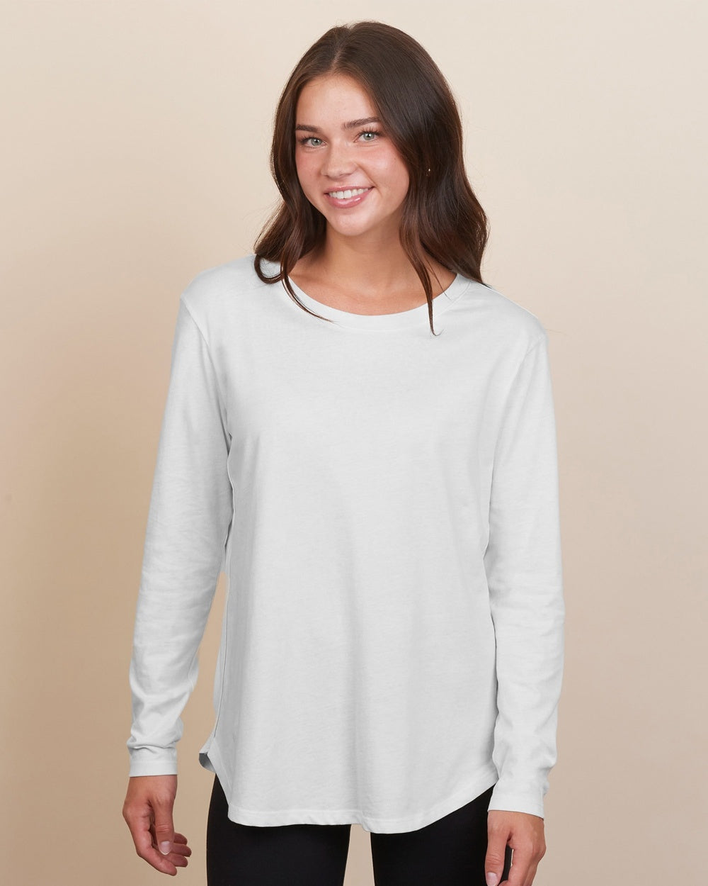 Enza Womens High/Low Long Sleeve Tee