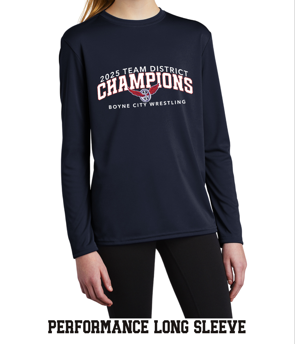 Wrestling: Team District Champions Performance Long Sleeve Youth/Adult