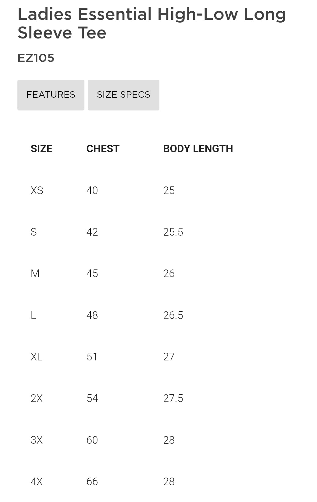 Enza Womens High/Low Long Sleeve Tee