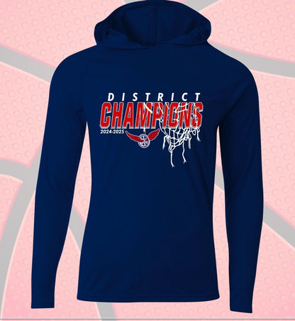 Boyne City Basketball District Champions A4 Performance Hooded Long Sleeve