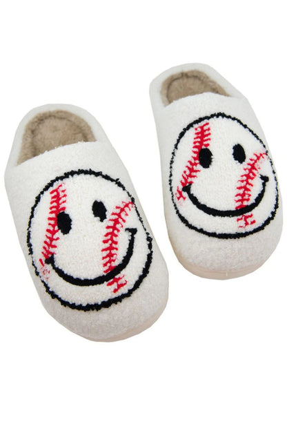 Baseball Happy Face Slippers for Women