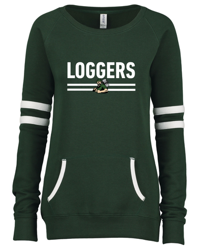 Boyne Falls: Ladies Varsity Fleece Crew Neck Pullover