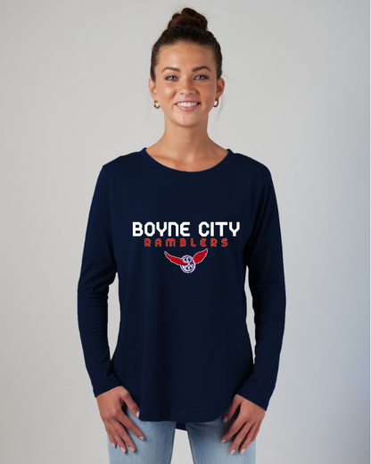 Boyne City Ramblers Enza® 10579 Ladies Essential High-Low Long Sleeve Tee