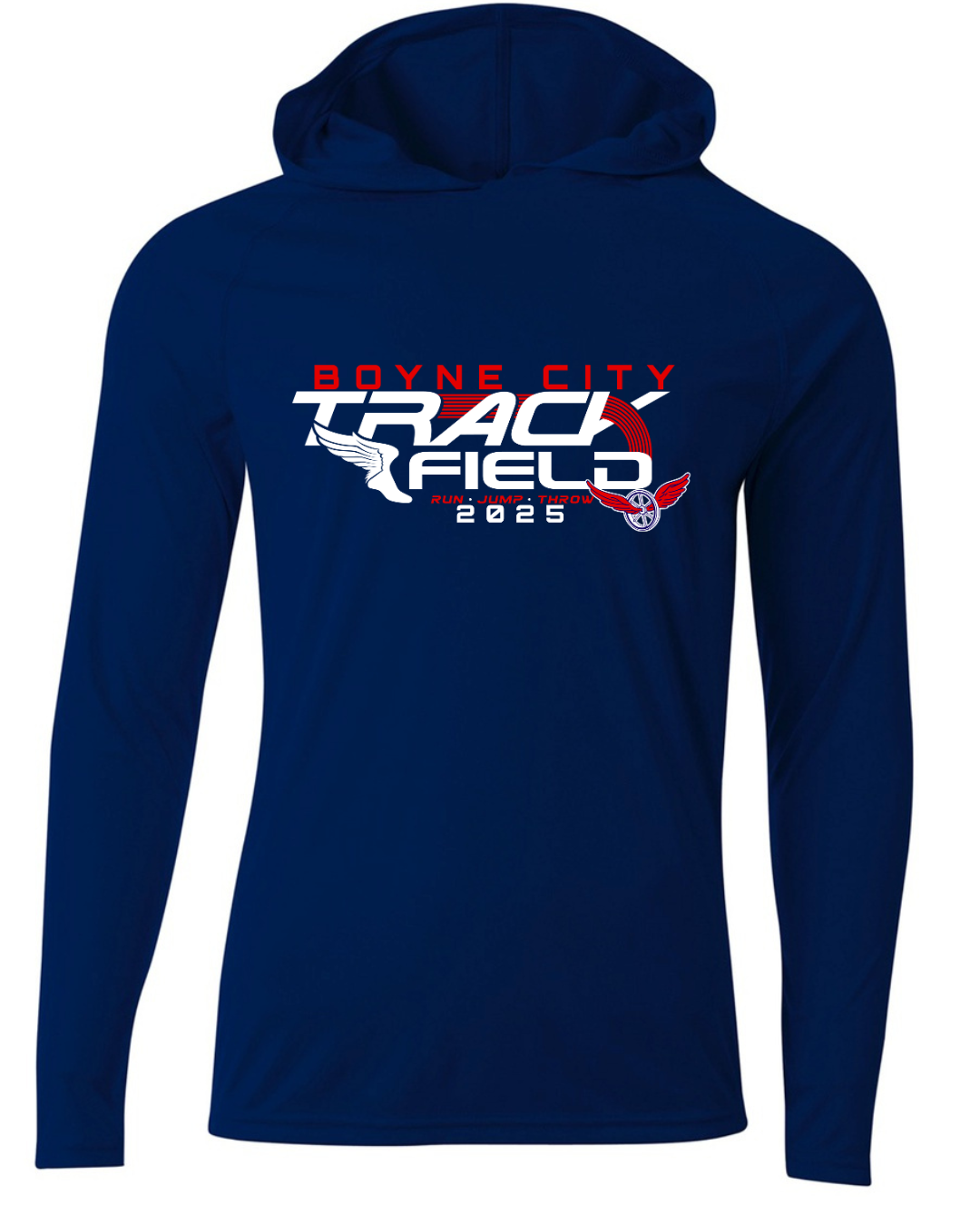 100% Polyester Performance Hooded Long Sleeve