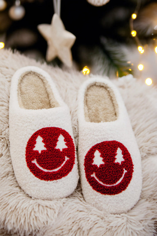 Red Christmas Tree Sherpa Slippers