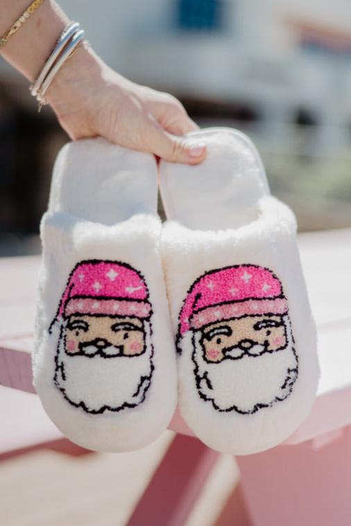 Pink Santa Sherpa Slippers