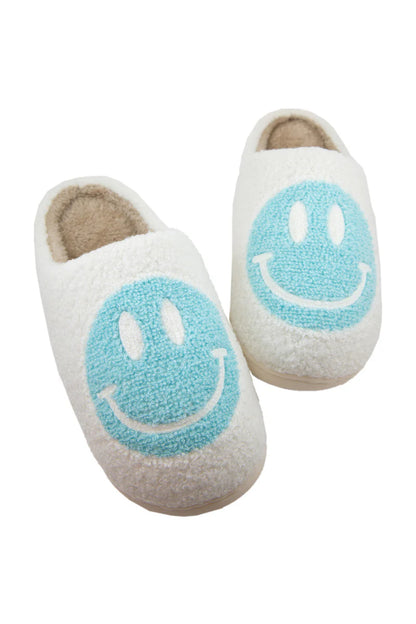 Aqua Happy Face Cozy Slippers