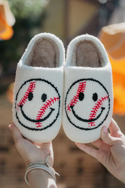 Baseball Happy Face Slippers for Women